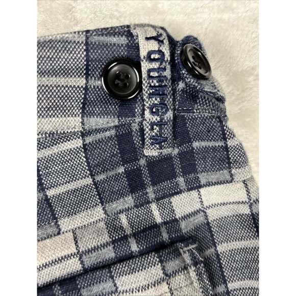 YOUNGLA Dress Pants Gray Navy Blue Plaid Size 30 x 30 Men's Pants Stretch NWT - Picture 8 of 9